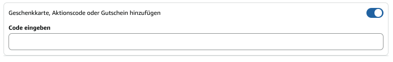 Gutscheincode Feld